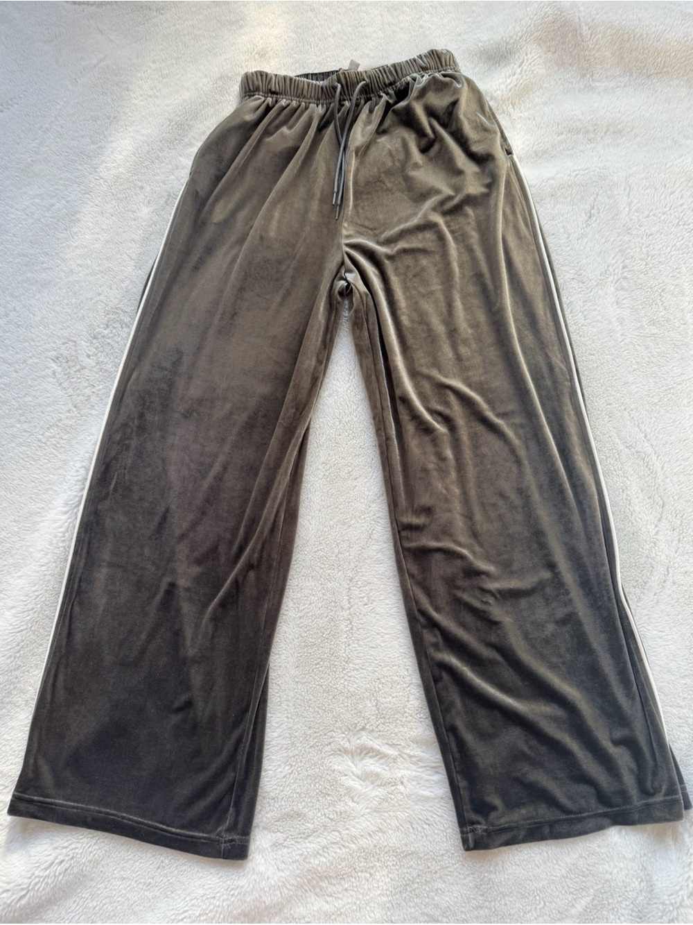 Velvet Grey Drawstring Relaxed-Fit Pants